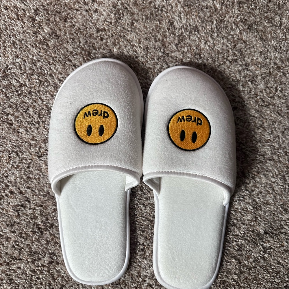 Drew House Cream Slippers with Logo